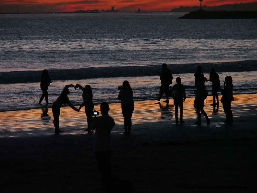 Teenagers on Long Beach at Sunset