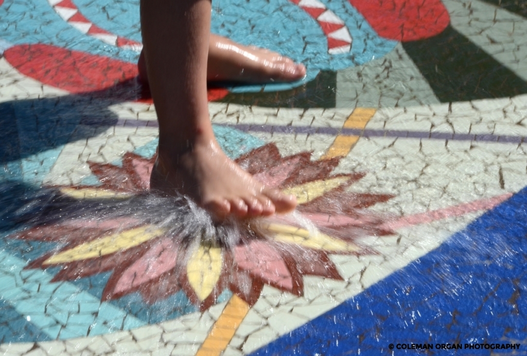 Kid's Foot on Water Fountain