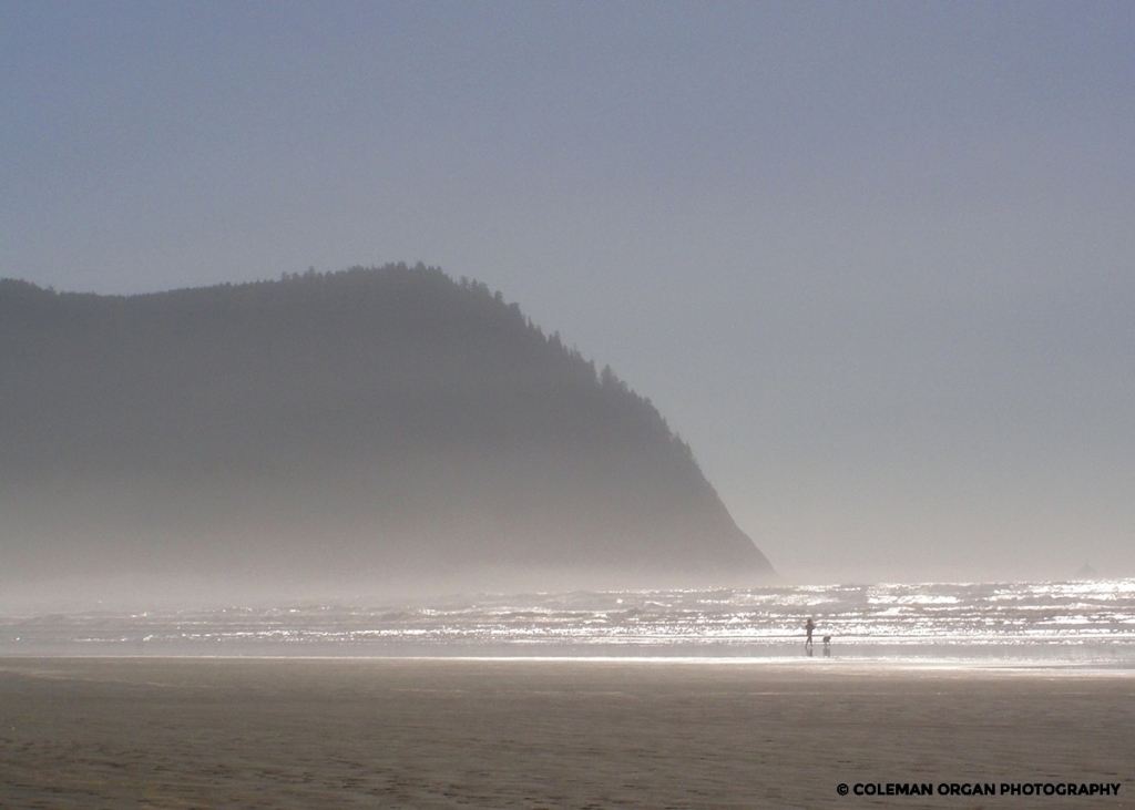 Girl dog beach Tillamook head